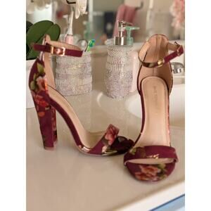 Super High Floral Ankle Strap Chunky Heel Stunning Chic